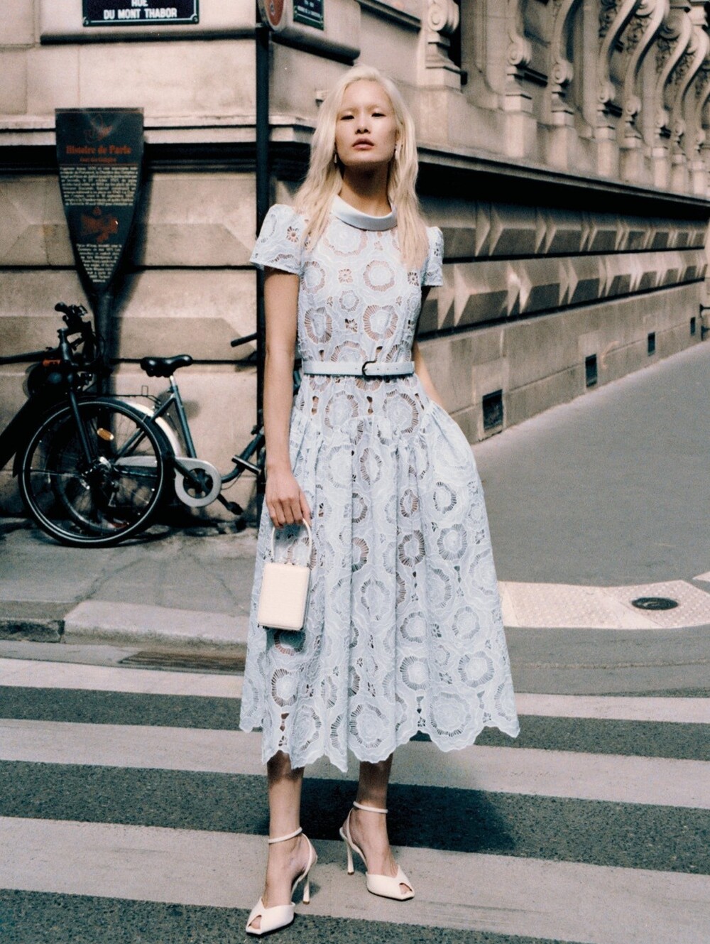 Self Portrait Blue Floral Lace Midi Dress - Picture 6 of 11